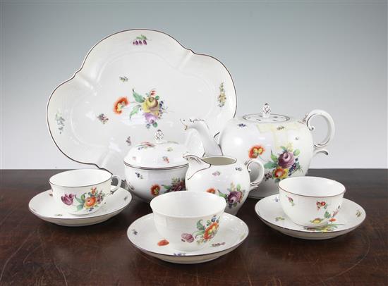 A Nymphenburg forty piece tea set, early 20th century, teapot 26cm